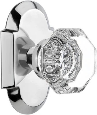 怀旧仓库小屋盘水晶玻璃旋钮带镀铬 2 件套 — 第 1/4 张图片