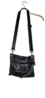 ROOTS Black Leather Shoulder Bag Soft Supple Leather Crossbody Bohemian Hippie - Image 1 of 4