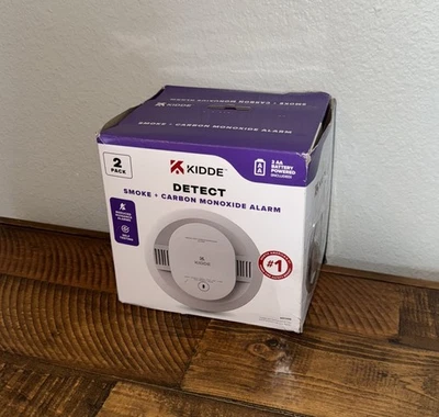 Paquete de 2 detectores de humo y monóxido de carbono Kidde, alimentados por batería AA, alerta de voz Foto 1 de 2