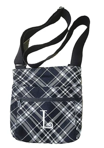 Bolso Bandolera Thirty One Negro Blanco a Cuadros Academia Preppy Viaje Clásico - Imagen 1 de 14