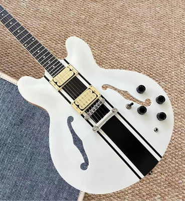 Guitarra Eléctrica US Ship ES-333 White Line Pastilla HH Cuerpo Semi-Hueco 6 Cuerdas Foto 1 de 4