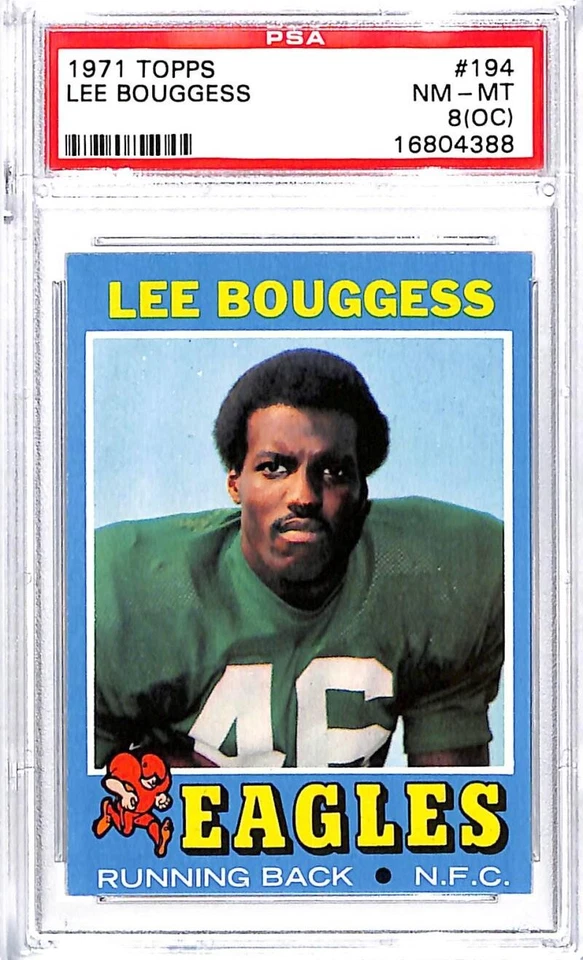 1971 Topps #194 Lee Bouggess RC Rookie Card Philadelphia Eagles PSA 8 (OC) NM-MT - Image 1 of 2