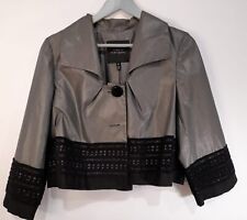 Robert Rodriguez Women's Deep Square Neck Embordered Silver/Black Size 12 Jacket