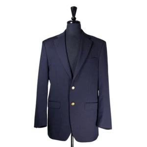 Chaps Ralph Lauren Mens 38R Blazer Blue 100% Wool Gold Button Sport Coat Jacket - Picture 1 of 10