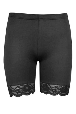 Womens Cycling Shorts Dancing Gym Leggings Active Casual Lace Trim Running Pants - Image 1 of 2