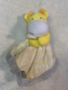 Carters Yellow Giraffe White Chevron Gray Plush Security Blanket Baby Lovey EUC - Picture 1 of 9