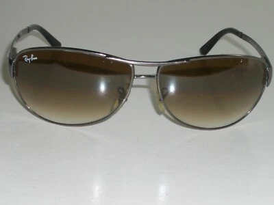 RAY-BAN RB3342 60[]12 GUNMETAL FLEX TOP BROWN GRADIENT WARRIOR WRAP SUNGLASSES - Image 1 of 4