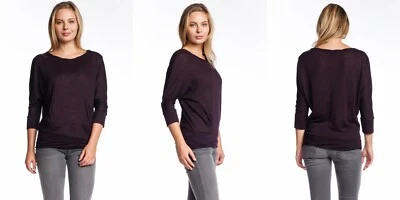 Suéter Dolman Terciopelo Kimone Mezcla Cachemira Boysenberry Púrpura NUEVO Bolsillos Foto 1 de 4