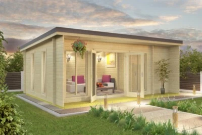 Gartenhaus Blockhaus Holzhaus JAPAN 44 mm 628x410 cm 3 Räume ISO-Glas Lasita - Bild 1 von 4