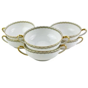 Antique Haviland Albany Cream Soup Bowl Set of 6 Greek Key Limoges Schleiger 107 - Picture 1 of 24