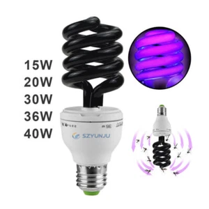 Bombilla de luz negra fluorescente ultravioleta UV E27 15W 40W CFL AC 220V - Imagen 1 de 13