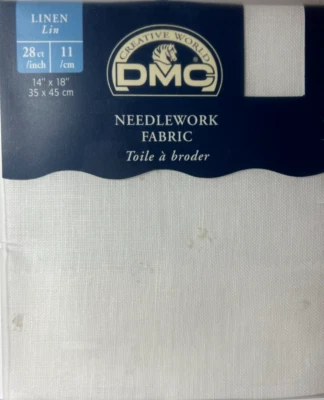 DMC Creative World 28 Count Linen 14"x 18" White Needlework Fabric~ Cross Stitch - Image 1 of 4