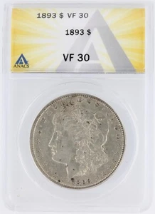 1893 Morgan Silver Dollar ANACS VF30 S$1 Philadelphia Minted No Reserve - Picture 1 of 4