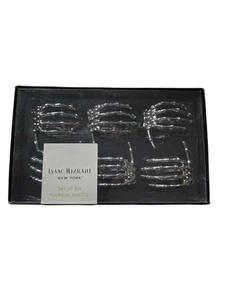 Halloween Set of 6 Skeleton Hand Hands Silver Napkin Rings Metal Isaac Mizrahi - Picture 1 of 14