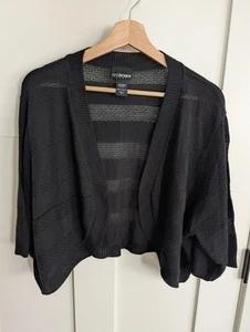 Lane Bryant 26/28W schwarz 3/4 Ärmel leichter Bolero Achselzucken Cardigan Pullover 4X - Bild 1 von 10