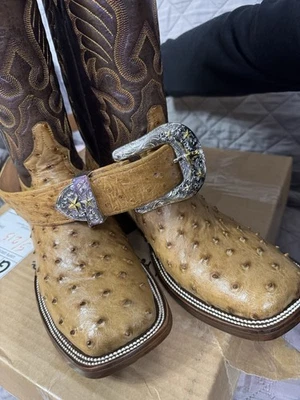 Ostrich Leather Boots Size 9.5-10 - Изображение 1 из 2