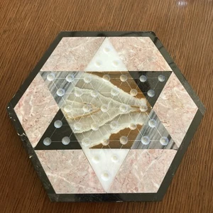VTG Marble Quartz Onyx Chinese Checkers Game Board Natural Stone - Picture 1 of 3