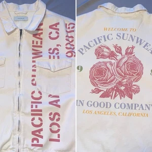 Pacsun Pacific SunWear Men’s XL Big Time Printed Gas Jacket Rose Tint Denim Type - Bild 1 von 10