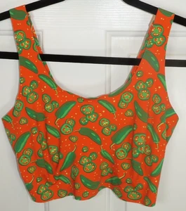 Cheek Boss Women's No Show Bra Jalapeno All Over Print Seamless Slip On LG - Picture 1 of 3