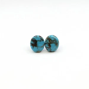 25.9ct Pair Of Natural Turquoise Oval Cabochon From Mexico - Picture 1 of 4
