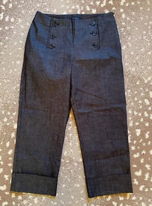 Black Crop Pant Size 8 Double Button Front Cropped Length Bently Arbuckle - Bild 1 von 6