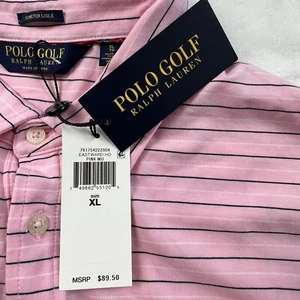 Polo Golf Ralph Lauren Rosa Elasticizzata Lisle Camicia Uomo Taglia XL Rigata Nuova con etichette - Foto 1 di 19