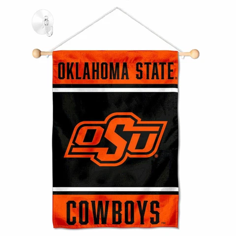 OSU Cowboys Mini Window Banner Hanging with Suction Cup Cover