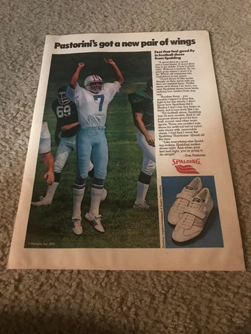 Vintage 1979 SPALDING Football Shoe Poster Print Ad DAN PASTORINI HOUSTON OILERS Cover