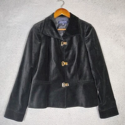 Куртка женская Jones New York Signature средний размер черная бархатная с пряжкой спереди ретро - Изображение 1 из 4