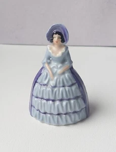 Carlton Ware Crinoline Lady Blue Dress Table Bell Circa 1930s RARE England - Picture 1 of 8