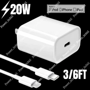 20W Power Adapter Block USB-C PD Fast Charger Cord For iPhone 14 13 12 11 XR X 8 - Picture 1 of 16