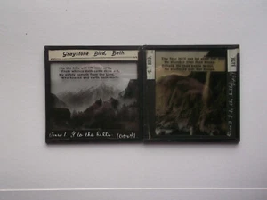 GLASS LANTERN SLIDE - Verses 1 & 2 "I to the hills" Psalm 121 - Graystone Bird - Picture 1 of 8