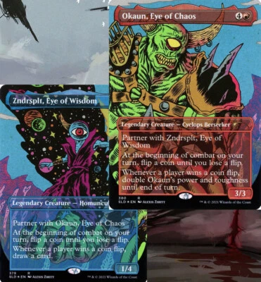 Okaun, Eye of Chaos & Zndrsplt, Eye of Wisdom Commander Deck Coin Flip Magic Alt - Image 1 of 4