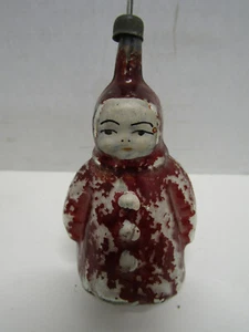 VINTAGE GLASS CHRISTMAS TREE ORNAMENT LITTLE RED ESKIMO GIRL WEST GERMANY - Picture 1 of 2