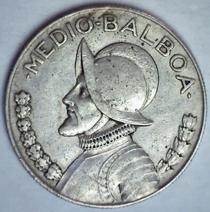1930 Panama 90% Silver 1/2 Balboa Coin Circulated You Grade Armored Bust Left - Picture 1 of 2