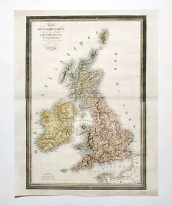 BRITISH ISLES Iles Britanniques original antique map L. Vivien 1849 Large superb - Bild 1 von 5