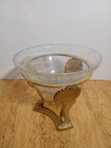 Vintage Art Deco Messing Kugel Schale Blatt Muschel Ständer  - Bild 1 von 21