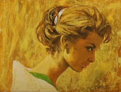 Marshall Dawson Miller Young Woman Portrait Original Gouache Signed Art Painting - Image 1 of 4