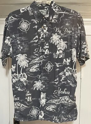 Camisa Aloha Big Dogs Para Hombre Manga Corta Con Botones Hecha en EE. UU. S/M Pequeña/Mediana Foto 1 de 4