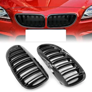 2PCS Front Kidney Bumper Grille For BMW E63 E64 650i M6 2004-2010 Gloss Black US - Picture 1 of 8