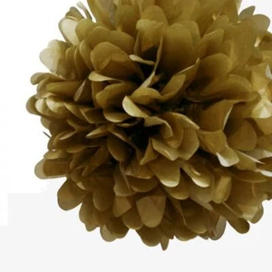 "Pom pompones de papel tejido de cobre bolas de flores, decoraciones colgantes" (paquete de 4) - Imagen 1 de 1