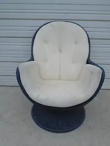 Egg swivel Chair Basket Rattan Balloon Regency Atomic Age Clam Art Deco Basket - Picture 1 of 14