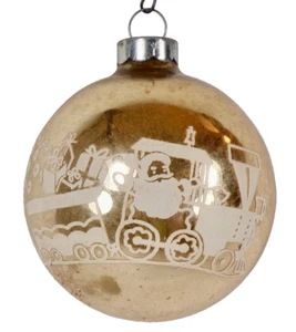 Franke Christmas Ornament Toy Scene Santa Train Gold Ball Tree Gifts #974 - Picture 1 of 8