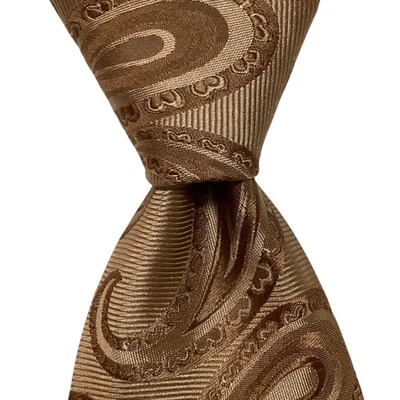 DANIEL CREMIEUX Men's 100% Silk XL Necktie USA Designer PAISLEY Tan/Brown EUC - Image 1 of 3
