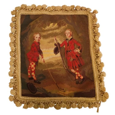 Almohada de punta de aguja de lana Petit Point almohada de acento de golfistas irlandeses 20x18 HKH Foto 1 de 4