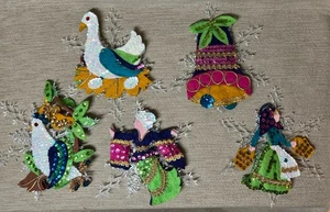 Kit de lentejuelas de fieltro Lee Wards vintage 5 adornos 12 días de Navidad ** LEER ** - Imagen 1 de 11