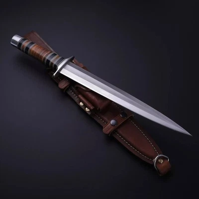 KIRI BLADE WORKS Cold Steel Arkansas Toothpick Fixed Blade Carbon Steel Knife Double Side Sharp.