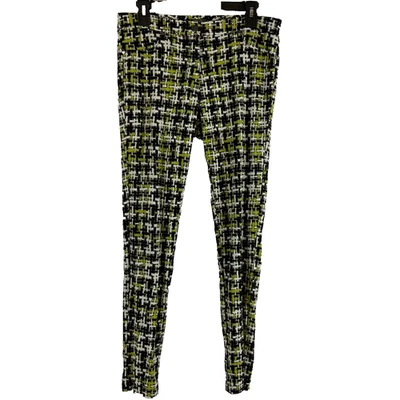 Pantalones J. McLaughlin 6 Negro Gris Blanco Verde Estampado Pierna Ajustada Foto 1 de 4