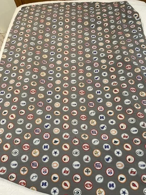 Pottery Barn Teen NFL Team Logos Fitted Sheet Full Size Gray Football Bedding - Image 1 of 4