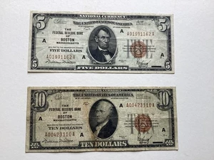 Monnaie américaine 5 et 10 1929 « The Federal Reserve Bank Boston - Photo 1/15